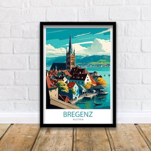 Bregenz Austria Travel Print  Bregenz Wall Art Bregenz Illustration Austria Travel Poster Bregenz Gift Austria Home Decor