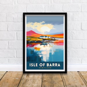 Isle of Barra Travel Print  Barra Wall Decor Barra Home Living Decor Barra Illustration Travel Poster Gift For Barra Barra Home Decor