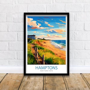 Hamptons New York State Travel Print| Hamptons Wall Decor Hamptons Poster New York State Travel Prints Hamptons Art Print Hamptons