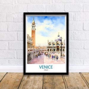 Venice Travel Print  Venice Wall Decor Venice Home Living Decor Venice Italy City Print Capital City Venice Canal Poster Venice Illustration