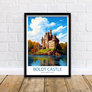 Boldt Castle New York State Travel Print| New York Wall Decor Thousand Islands Poster NY State Travel Prints Boldt Castle Art Print Thousand