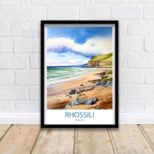 Rhossili Wales Print  Stunning Welsh Coastline Art Rhossili Bay Poster Gower Peninsula Wall Decor Welsh Beach Landscape Natural Beauty