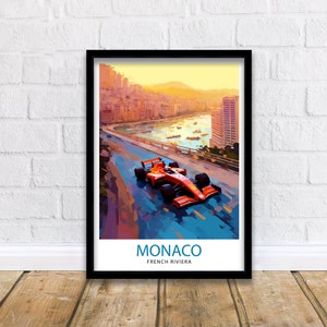 Monaco Grand Travel Print  Monaco Wall Decor Grand Prix Poster Motor racing Travel Prints Monaco Art Print Racing Illustration Monaco