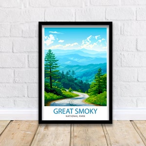 Great Smoky Mountains National Park Reise-Druck Wand-Dekor Wandkunst Great Smoky Mountains Wandbehang Home Décor Great Smoky