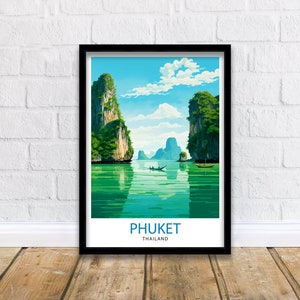 Phuket Thailand Travel Print  Tropical Paradise Wall Decor Phuket Island Poster Thailand Travel Prints Beach Art Print Phuket Illustration