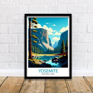Yosemite National Park Travel Print| Yosemite Wall Art Yosemite Home Living Decor Yosemite Illustration Travel Poster Gift for Yosemite Fans