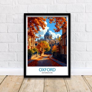 Oxford UK Travel Print  Oxford Wall Art Oxford Illustration England Travel Poster Oxfordshire Gift Oxford Home Decor