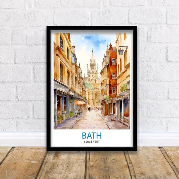 Bad Somerset Travel Print Bath Wall Art Bath Home Decor Bad Illustratie Travel Poster Gift Somerset Engeland Home Decor