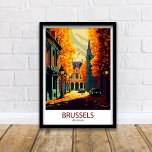 Brussels Belgium Travel Print  Brussels Wall Art Belgium Illustration Travel Poster Gift For Belgium Lovers Belgium Home Decor