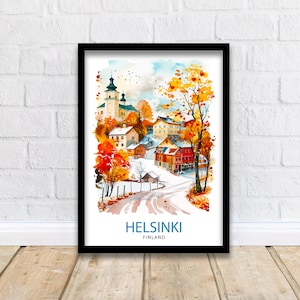 Helsinki Finland Travel Print , Helsinki Wall Art, Helsinki Home Decor, Helsinki Travel Poster, Helsinki Illustration, Finland Print