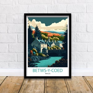 Betws-y-Coed Travel Print  Wales Wall Art Betws-y-Coed Illustration Wales Poster Travel Gift for Wales Betws-y-Coed Home Decor