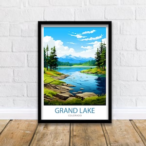 Grand Lake Colorado Travel Print| Colorado Wall Decor Grand Lake Poster Rocky Mountain Travel Prints Colorado Art Print Grand Lake