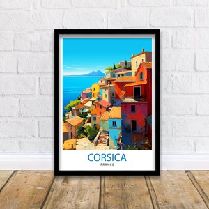 Korsika Frankreich Reise-Druck Korsika Wand-Dekor Korsika Poster Frankreich Reise-Drucke Korsika Kunstdruck Korsika Illustration Korsika Wand Kunst