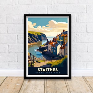 Staithes North Yorkshire Travel Print  Staithes Wall Art Staithes Illustration Travel Poster Staithes Home Decor