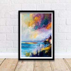 Gardasee Abstrakt Kunstdruck Italienische Seenlandschaft Essenz Garda Aquarell Poster Italien Gelassenheit Wand Dekor Seeblick Illustration