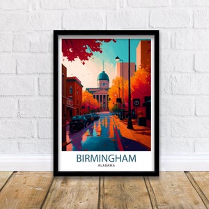 Birmingham Alabama Travel Print| Birmingham Wall Art Birmingham Cityscape Birmingham Alabama Illustration Travel Poster Birmingham Gift Home