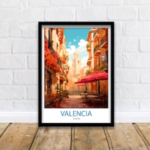 Valencia Travel Print  Valencia Wall Decor Valencia Home Living Decor Valencia Spain City Print Capital City Valencia Illustration