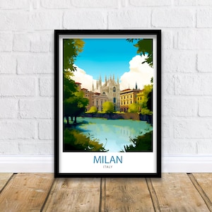 Milan Italy Travel Print  Milan Wall Decor Milan Poster Italy Travel Prints Milan Art Print Milan Illustration Milan Wall Art Italy Print