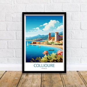 Collioure France Travel Print  Collioure Wall Decor Collioure Poster French Riviera Travel Prints Collioure Art Print Collioure Illustration