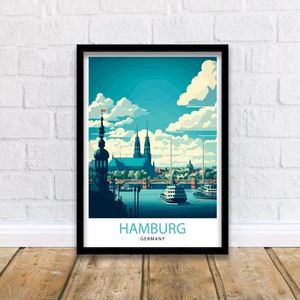 Hamburg Germany Travel Print  Hamburg Wall Art Germany Travel Poster Hamburg Illustration Hamburg Gift Hamburg Home Decor