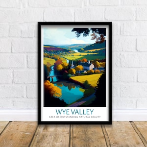 Wye Valley Travel Print  Wye Valley Wall Art Wye Valley Home Decor Wye Valley Illustration Travel Poster, Gift For Traveler Wye Valley