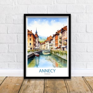 Annecy France Travel Print  Annecy Wall Decor Annecy Poster French Travel Prints Annecy Art Print Annecy Illustration Annecy Wall Art