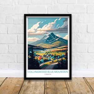 Collingwood Blue Mountain Canada Travel Print Collingwood Wall Art Blue Mountain Ontario Illustration Travel Poster Gift Canada Home Decor