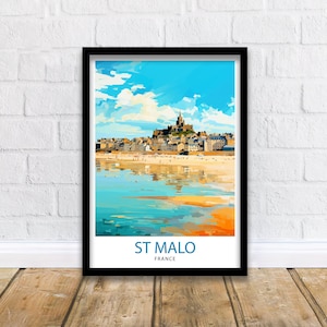 St Malo France Travel Print  St Malo Wall Art St Malo Home Decor St Malo Illustration Travel Poster Gift For St Malo France Home