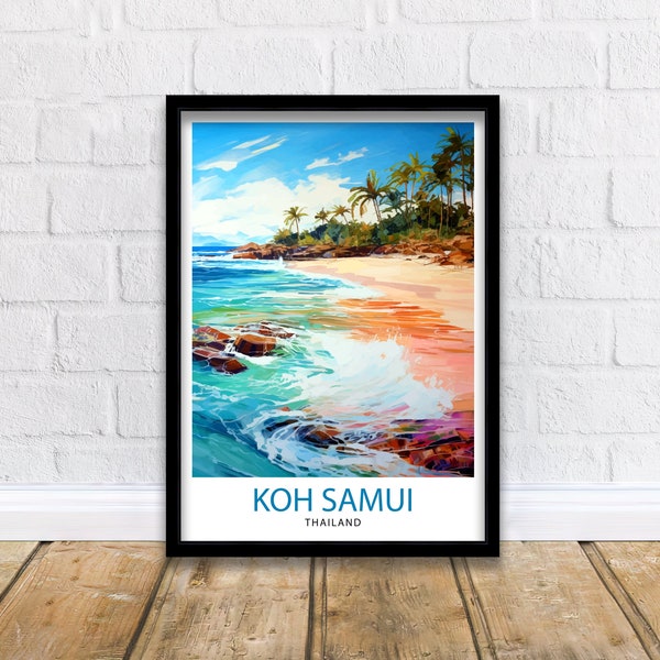 Koh Samui Thailand Travel Print  Tropical Wall Decor Koh Samui Poster Thailand Travel Prints  Beach Art Print Island Illustration  Koh Samui