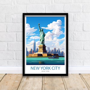 New York City Travel Print| New York Wall Art NYC Illustration Travel Poster Gift for New York Home Decor