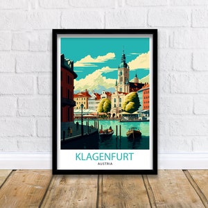 Klagenfurt Austria Travel Print  Klagenfurt Wall Art Klagenfurt Home Decor Austria Travel Poster Klagenfurt Illustration Gift for Travelers