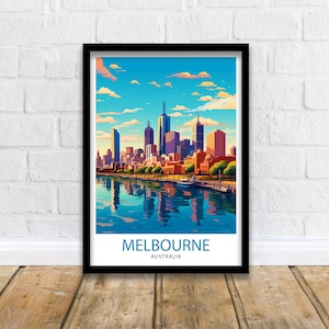 Melbourne Australia Travel Print  Melbourne Cityscape Wall Decor Melbourne Poster Australia Travel Prints Melbourne Art Print Melbourne