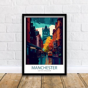 Manchester Travel Print  Manchester Wall Art Manchester Cityscape Travel Poster Home Decor Gift for Travelers