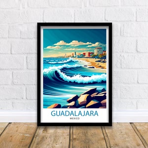 Guadalajara Mexico Travel Print  Guadalajara Wall Decor Guadalajara Home Living Decor Guadalajara Mexico Illustration Travel Poster