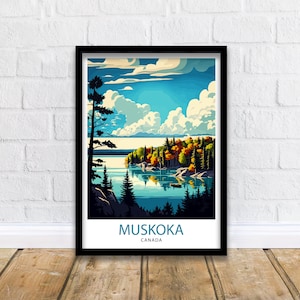 Impresión de viaje de Muskoka, Canadá, arte de pared de Muskoka, póster de viaje de Canadá, decoración de Muskoka, impresión de cabaña de Muskoka, regalo para amantes de Muskoka