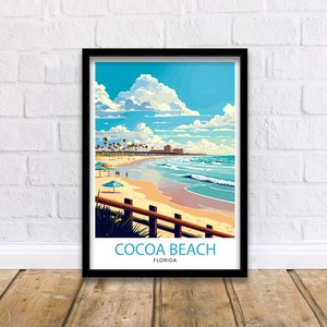 Cocoa Beach Florida Travel Print| Cocoa Beach Wall Art Cocoa Beach Home Decor Cocoa Beach Illustration Travel Poster Gift For Cocoa Beach