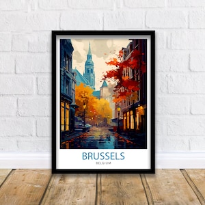 Brussels Belgium Travel Print  Brussels Wall Decor Brussels Poster Belgium Travel Prints Brussels Art Print Brussels Illustration Brussels