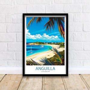 Anguilla Reise-Print Wand-Dekor Wandkunst Anguilla Wandbehang Home Décor Anguilla Geschenk Kunstliebhaber Karibik Kunstliebhaber Geschenk Print Art