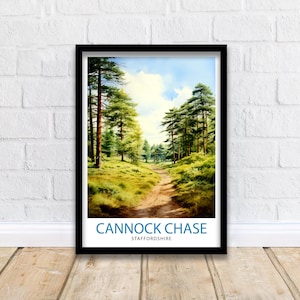 Cannock Chase AONB Print  Staffordshire Nature Reserve Art Cannock Chase Poster English Woodland Wall Decor UK Wildlife Area Illustration