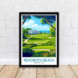 Rehoboth Beach Country Club Travel Poster Delaware Golf Art Rehoboth Beach Print Scenic Beach Club Decor