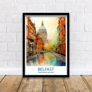 Belfast Northern Ireland Travel Print  Belfast Wall Decor Belfast Home Living Decor Belfast Cityscape Illustration Travel Poster Gift