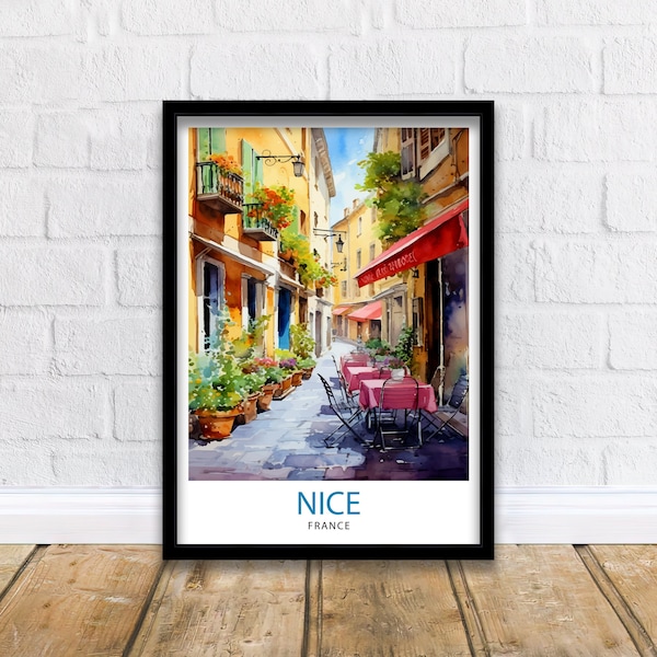 Nice France Travel Print  Nice Wall Art Nice Poster French Riviera Decor Nice Art Print Nice Illustration Nice Wall Decor France Print Nice