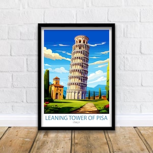 Leaning Tower of Pisa Italy Travel Print  Pisa Wall Decor Pisa Poster Italy Travel Prints - Pisa Art Print Pisa Illustration Pisa