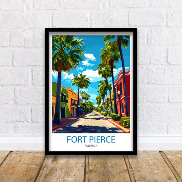 Fort Pierce Florida Print| Treasure Coast Art Sunrise City Poster Florida Coastal Wall Decor Indian River Illustration St Lucie County