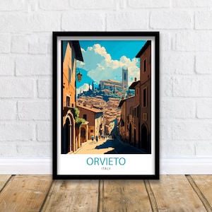 Impresión de viaje de Orvieto, Italia. Arte mural de Orvieto. Póster de viaje de Italia. Ilustración del paisaje urbano de Orvieto, Italia. Regalo para amantes de Italia. Decoración del hogar.