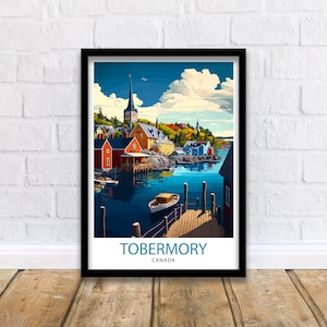 Tobermory Canada Travel Print  Tobermory Wall Art Tobermory Home Decor Tobermory Illustration Travel Poster Gift Canada Home Decor
