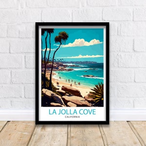La Jolla Cove Travel Print  La Jolla Cove Wall Art La Jolla Cove Decor La Jolla Cove Illustration La Jolla Cove Travel Poster California