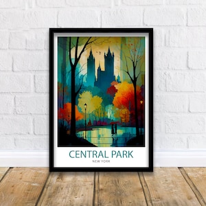 Central Park New York Travel Print| Central Park Wall Art New York City Decor Travel Poster Central Park Landscape Print