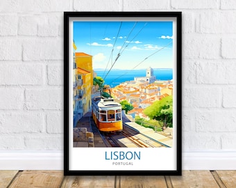 Lissabon Portugal Reise Druck Lissabon Wand-Dekor Lissabon Poster Portugal Reise Druck Lissabon Kunstdruck Lissabon Illustration Lissabon Wandkunst