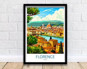 Florence Italy Travel Print  Florence Wall Decor Florence Home Living Decor Florence Italy Illustration Travel Poster Gift for Florence